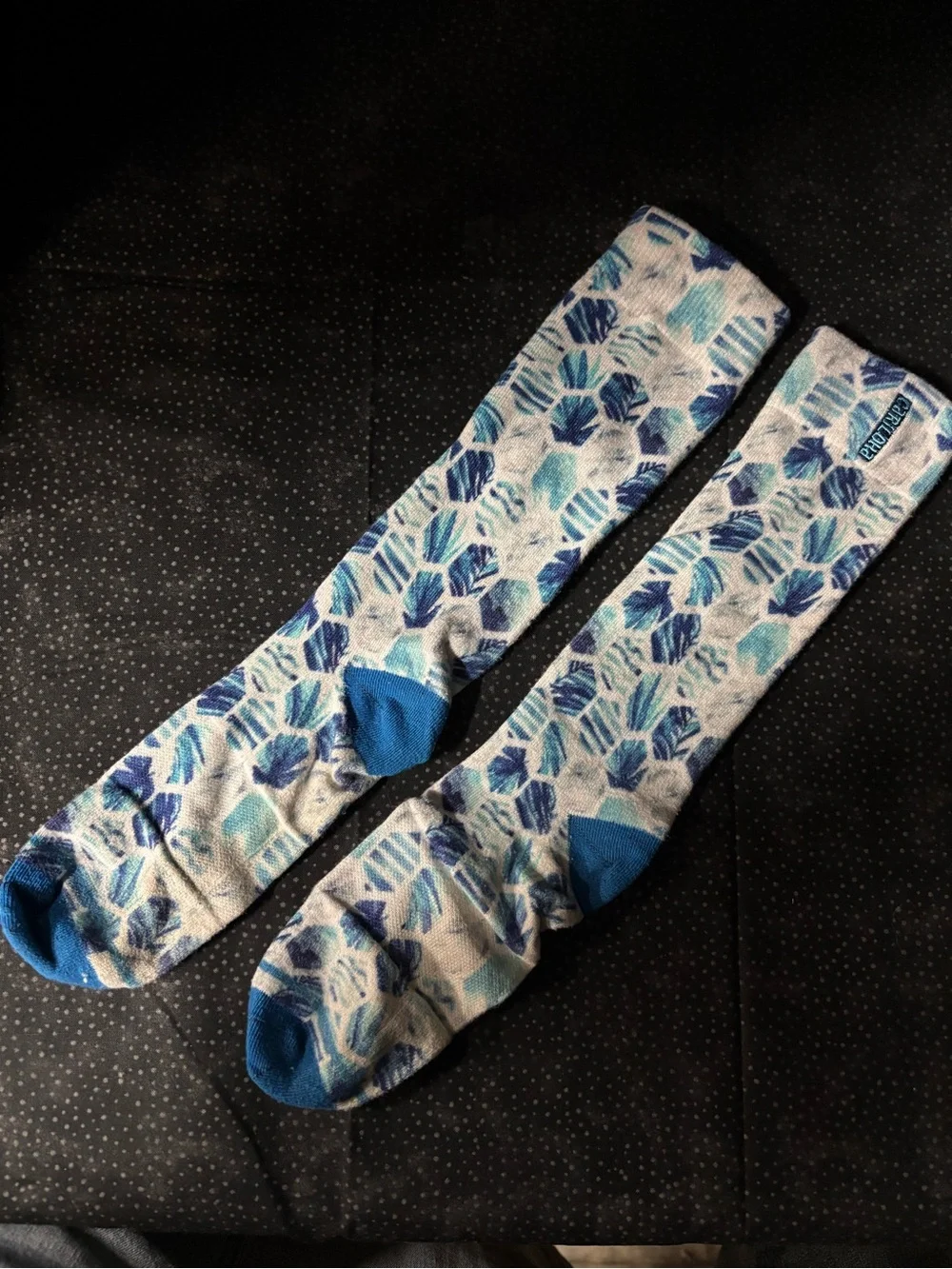Blue Leaf-Print Knee High Socks by Cariloha.